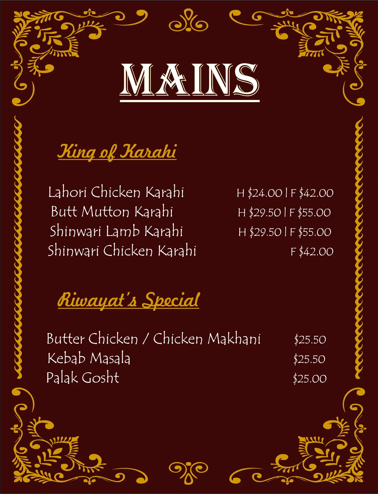 menu