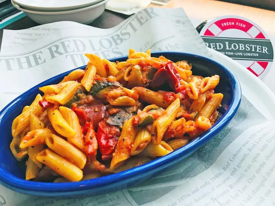 Vegetable penne dish at Red Lobster