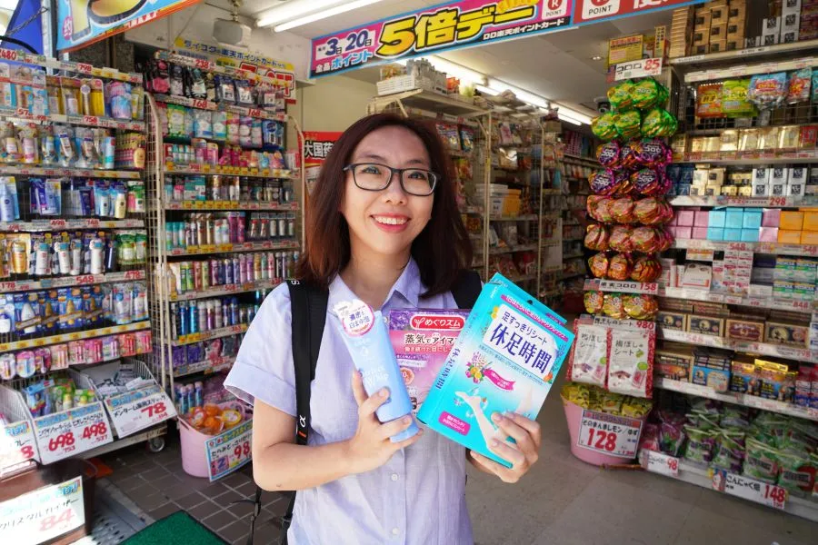 Outside the Japanese drugstore