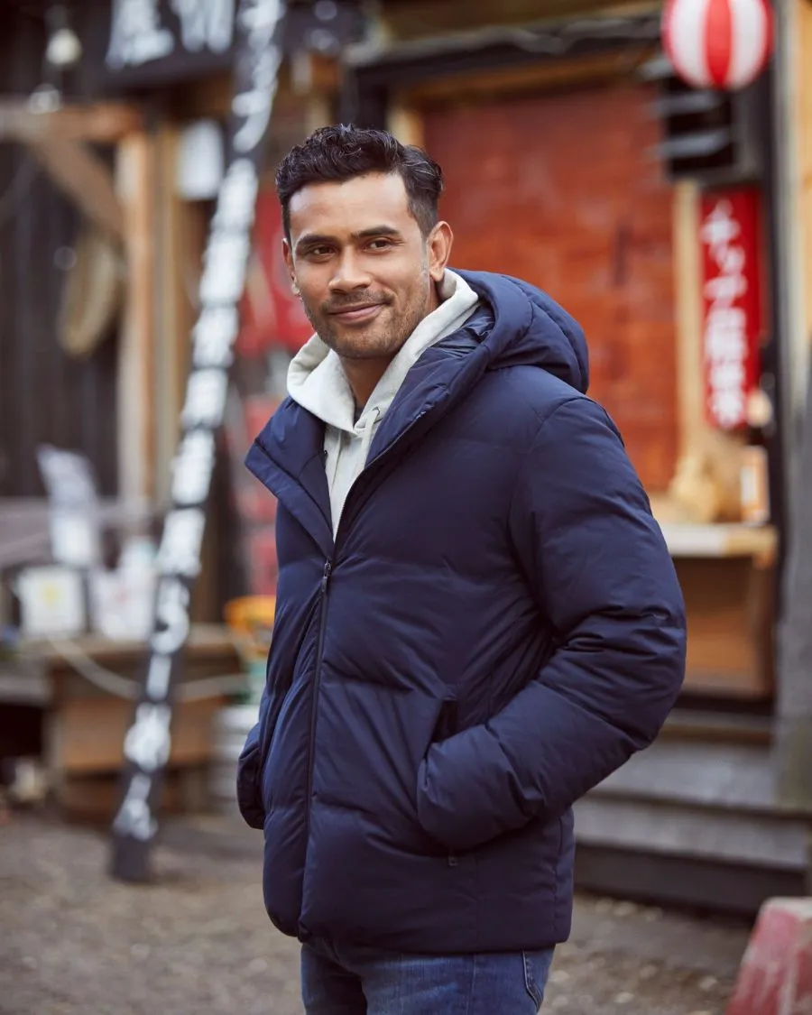Man in a padded jacket