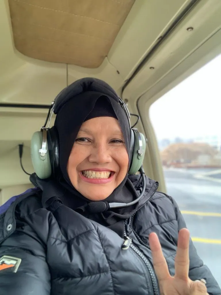 Picture from the inside of the helicopter