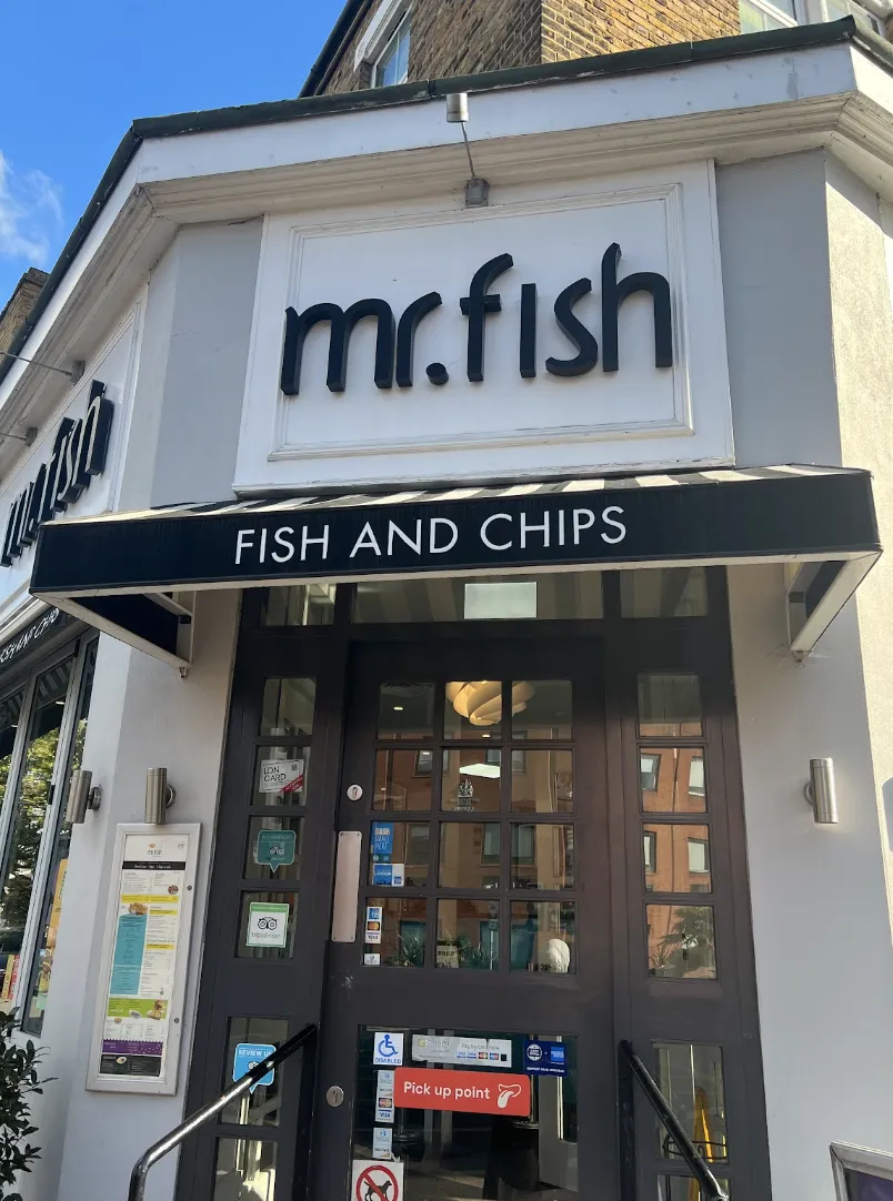 building with mr fish on it