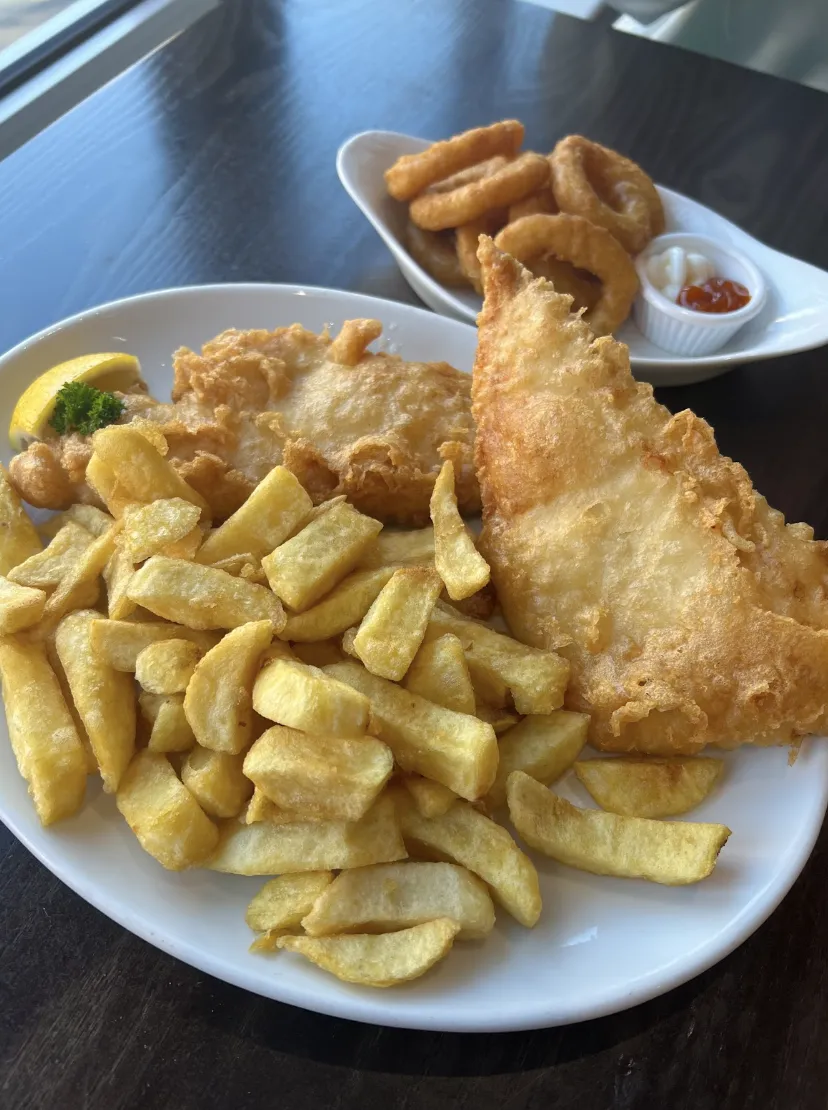 plate of fish and chips