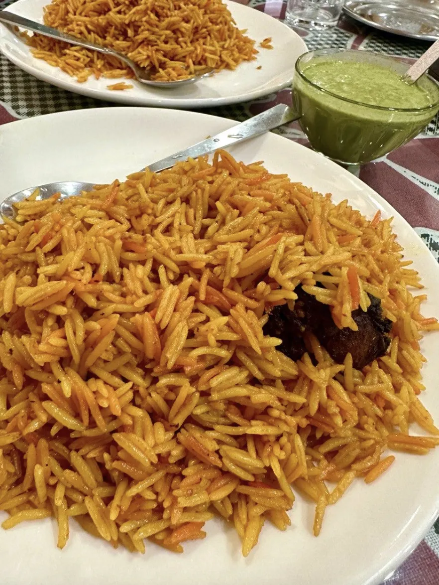 A plate of mutton biryani