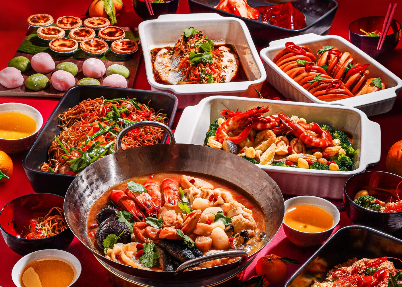A buffet of food