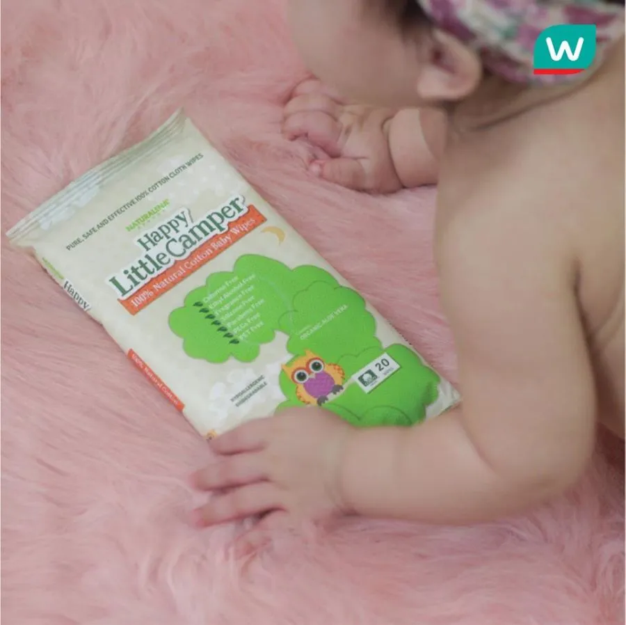 Baby with wet wipes