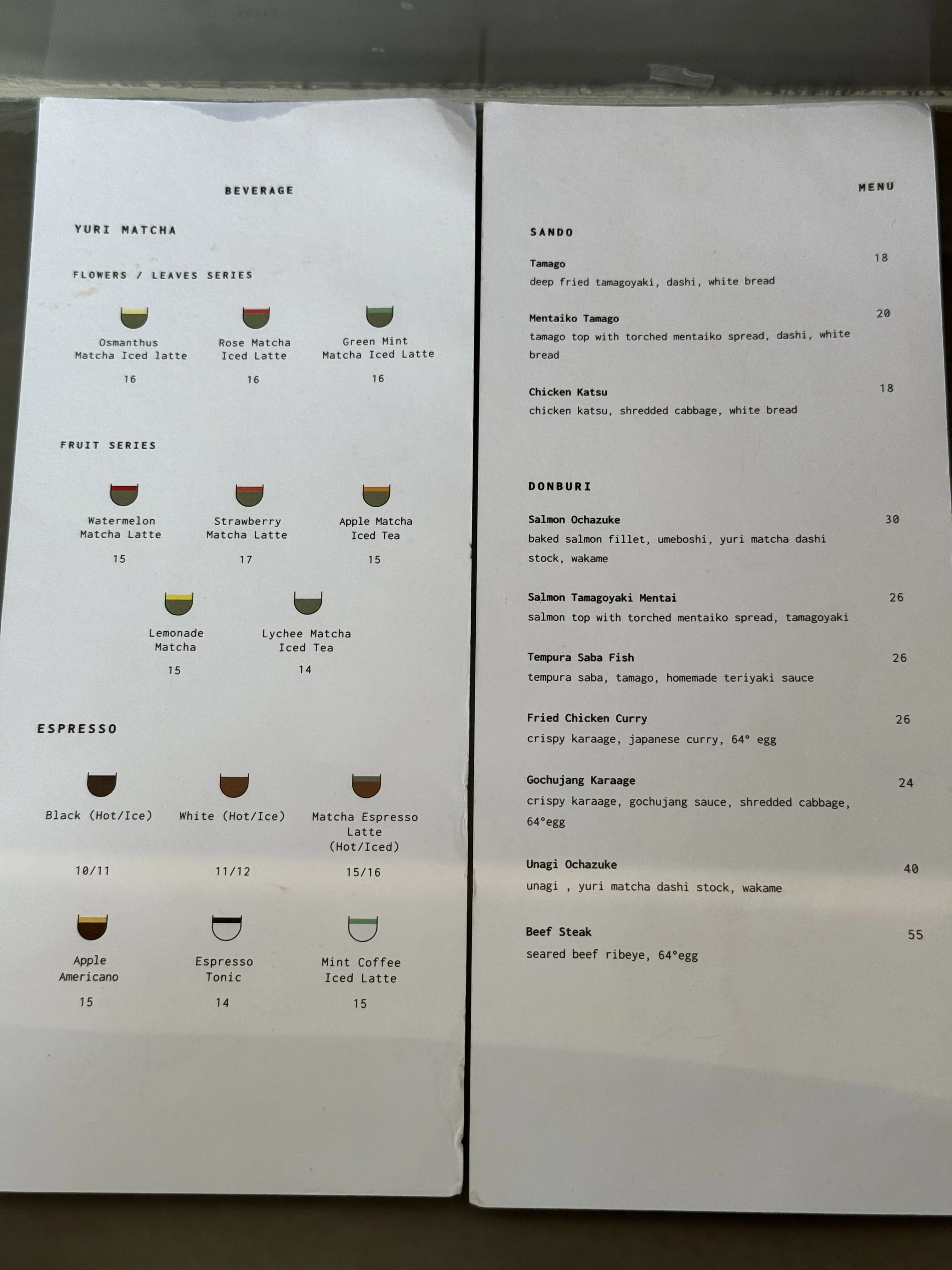 menu