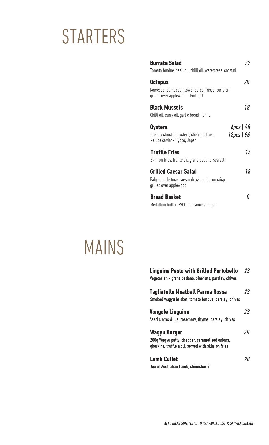 menu