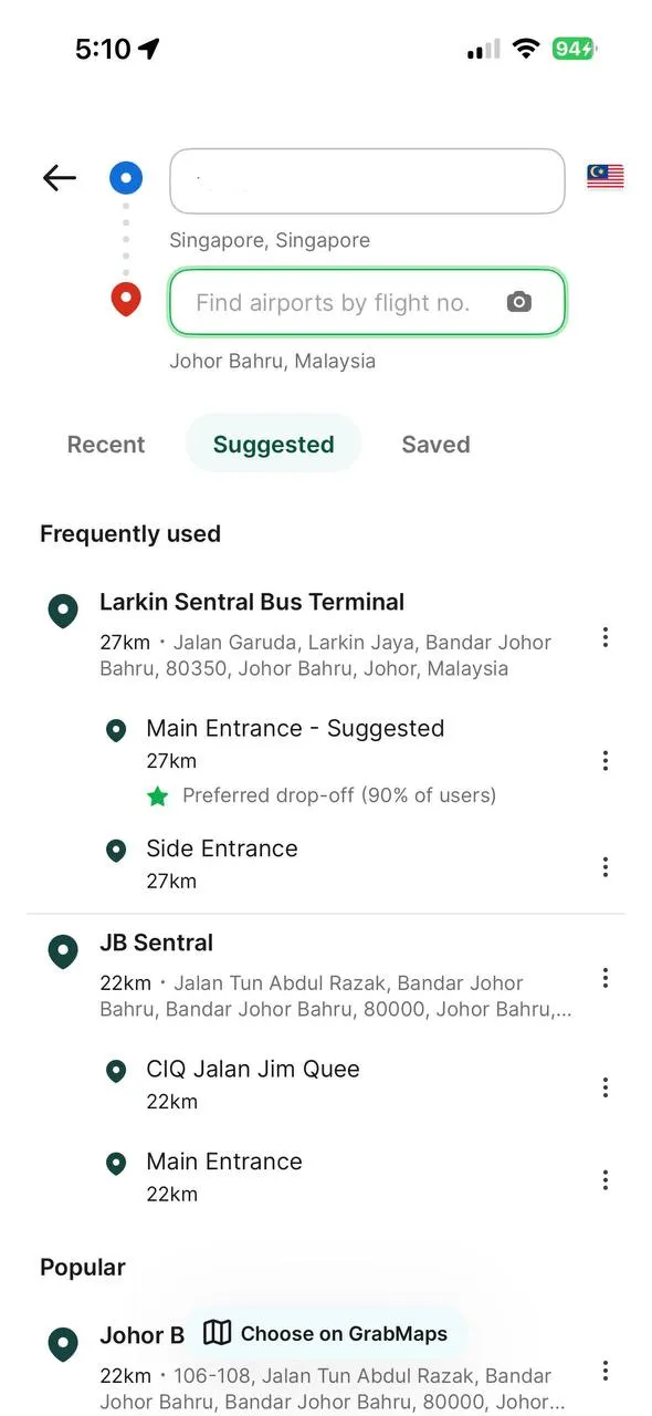 Singapore to JB taxi 2026
