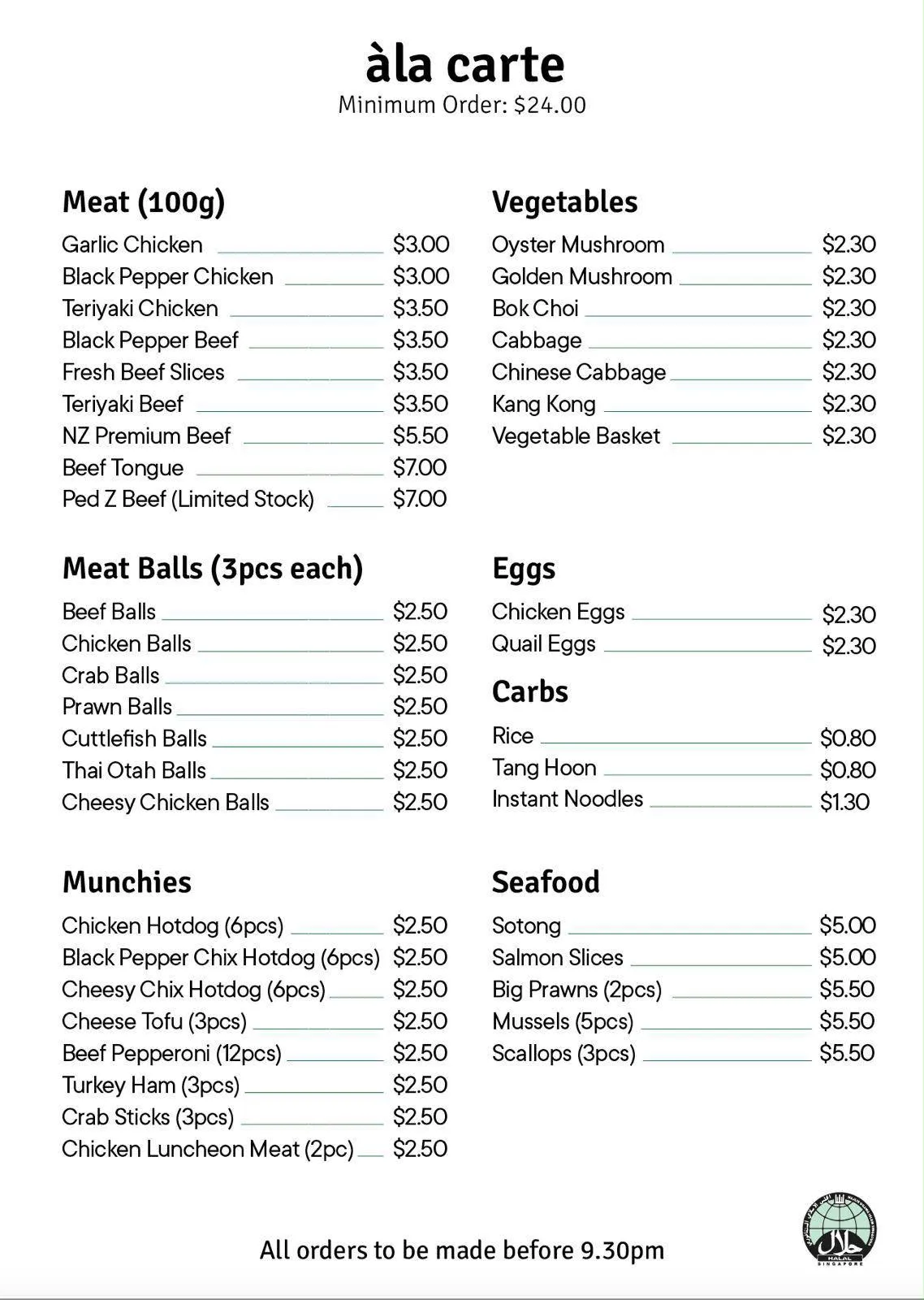 menu