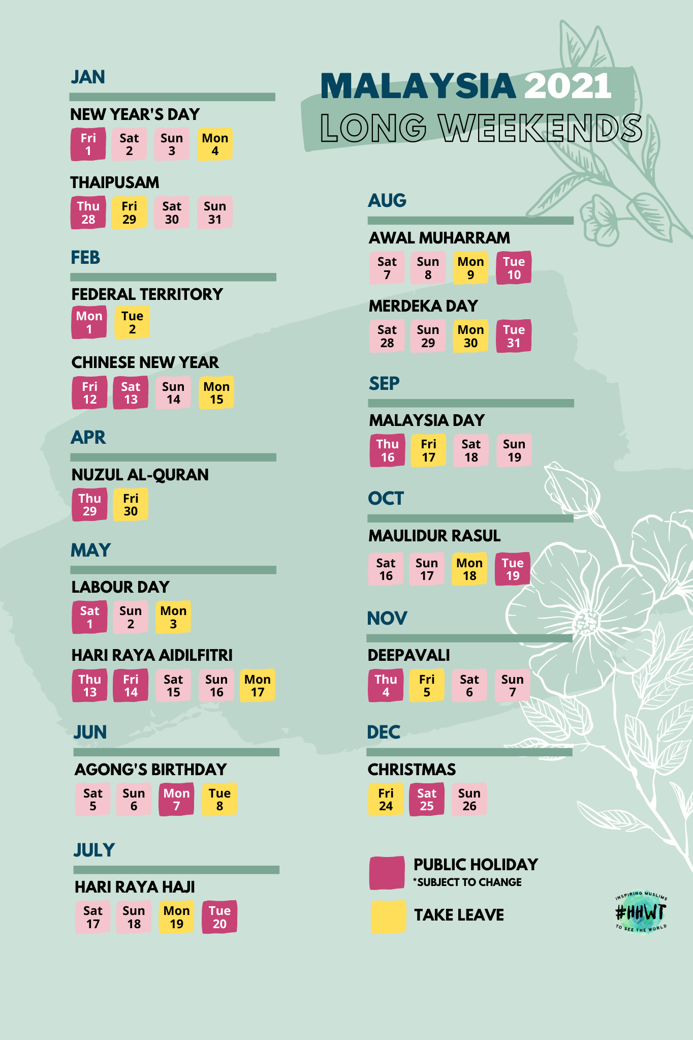 Long weekends Malaysia 2021